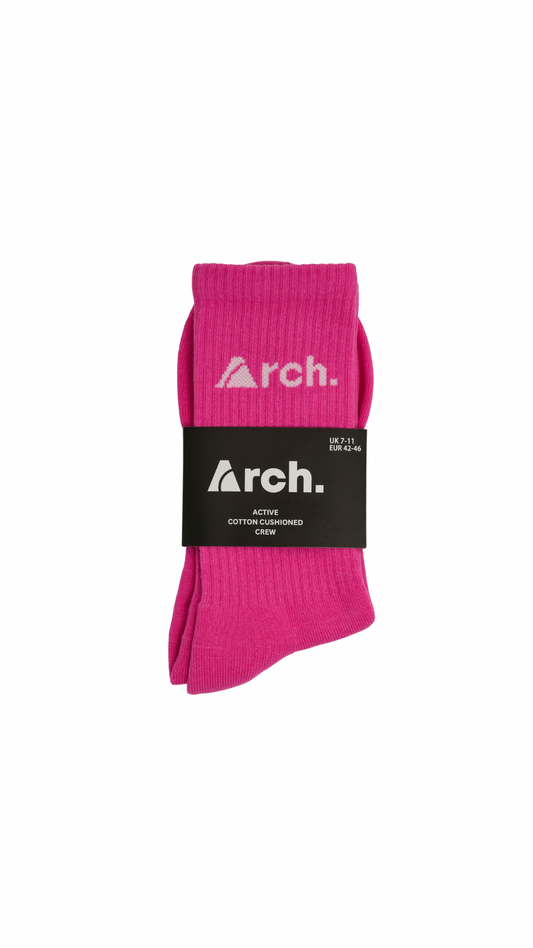 XACTIVE CUSHIONED CREW SOCKS x3 PAIRS - PINK