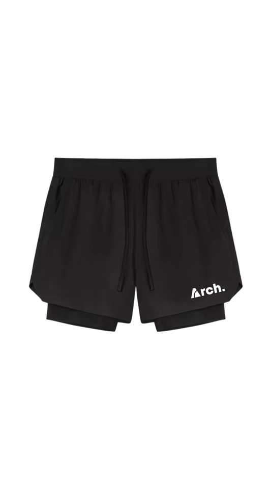 ELITE 2 IN 1 COMPRESSION SHORTS - BLACK