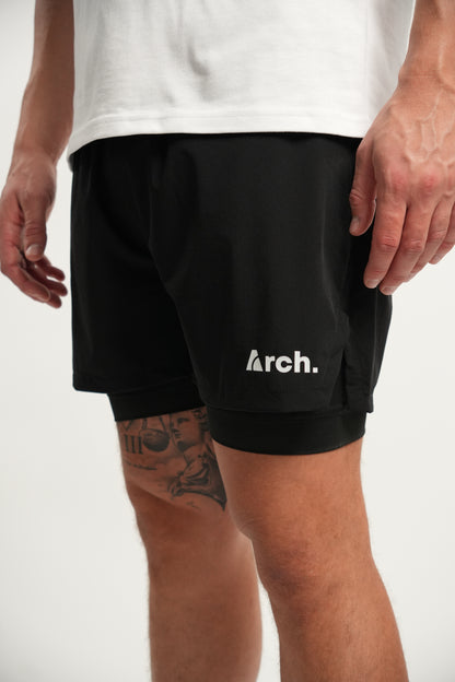 ELITE 2 IN 1 SHORTS - BLACK