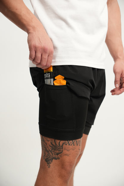 ELITE 2 IN 1 SHORTS - BLACK