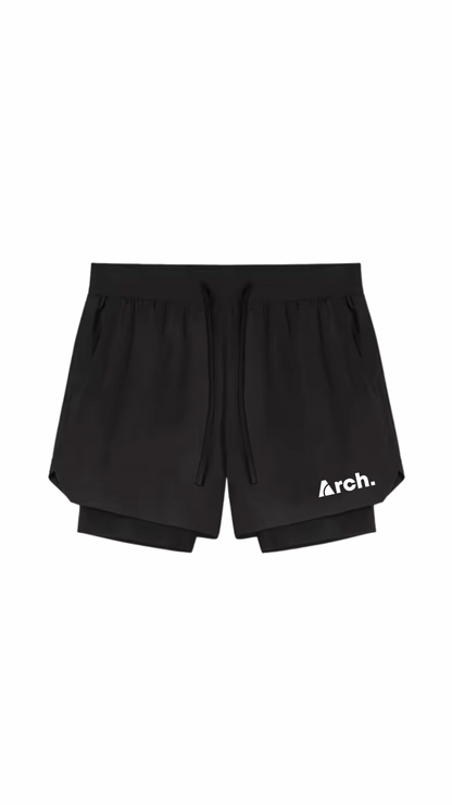 ELITE 2 IN 1 COMPRESSION SHORTS - BLACK