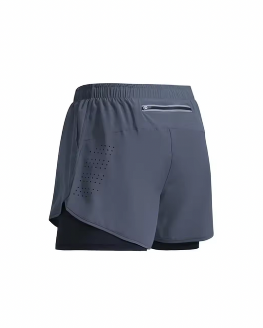 [PRE ORDER] STASH 2 IN 1 DISTANCE SHORTS - GREY / BLACK AW25